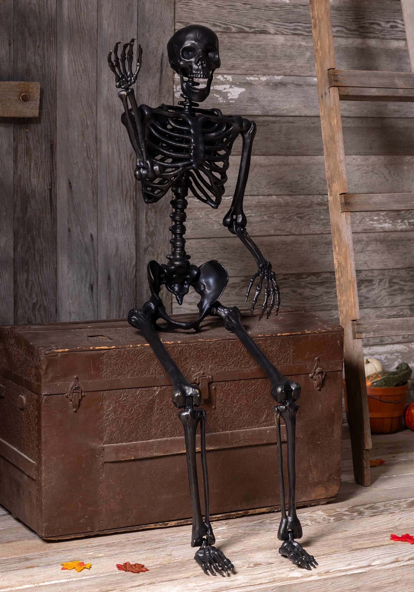 Poseable Crazy Bones Skeleton In Black Halloween Prop