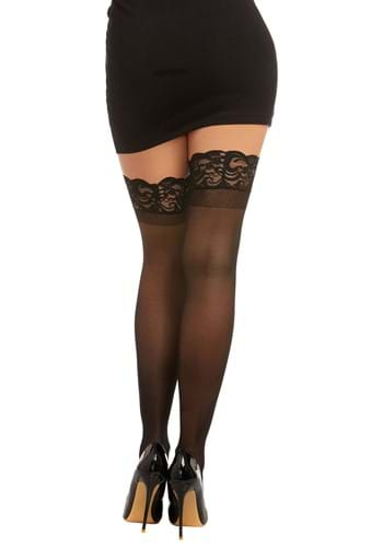 Womens Black Anti Slip Thigh High Stockings