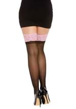 Women's Anti-Slip Black w/ Pink Top and Bow Thigh  Alt 1