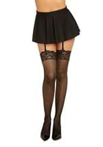 Womens Black Thigh High Fishnet with Lace Top