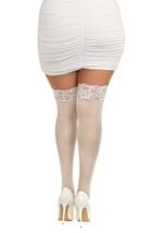 Womens Plus Size White Anti Slip Thigh High Alt 1