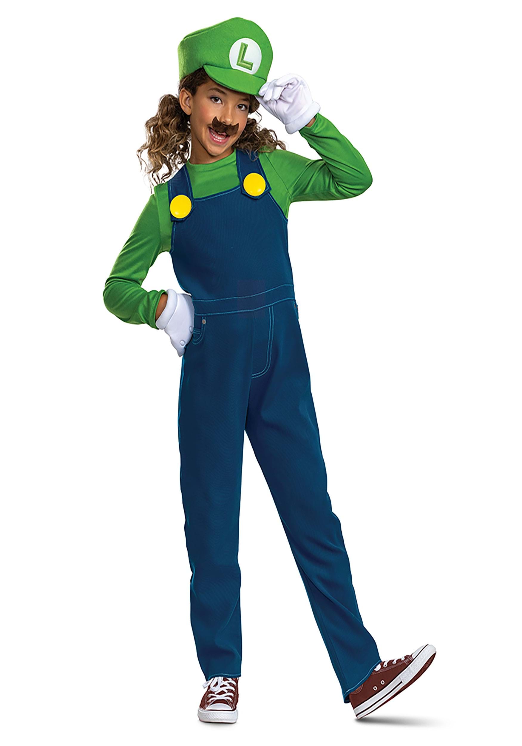 Kid's Super Mario Bros Premium Luigi Fancy Dress Costume