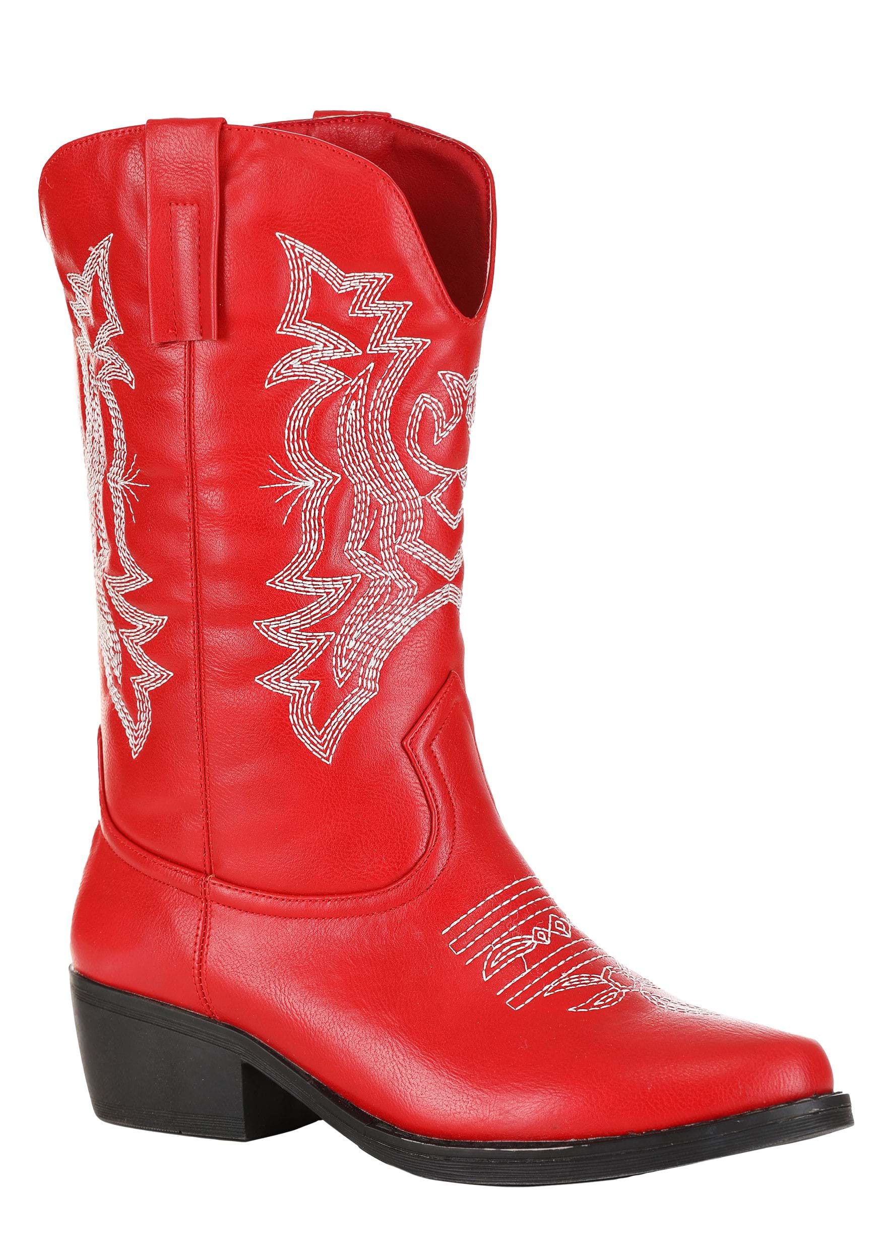 The Lockwood Faux Leather Cowboy Boot In Red