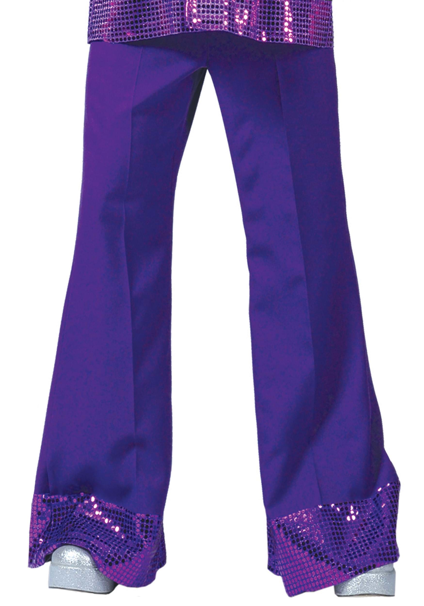 Purple Disco Pants For Men , Disco Fancy Dress Costume Apparel