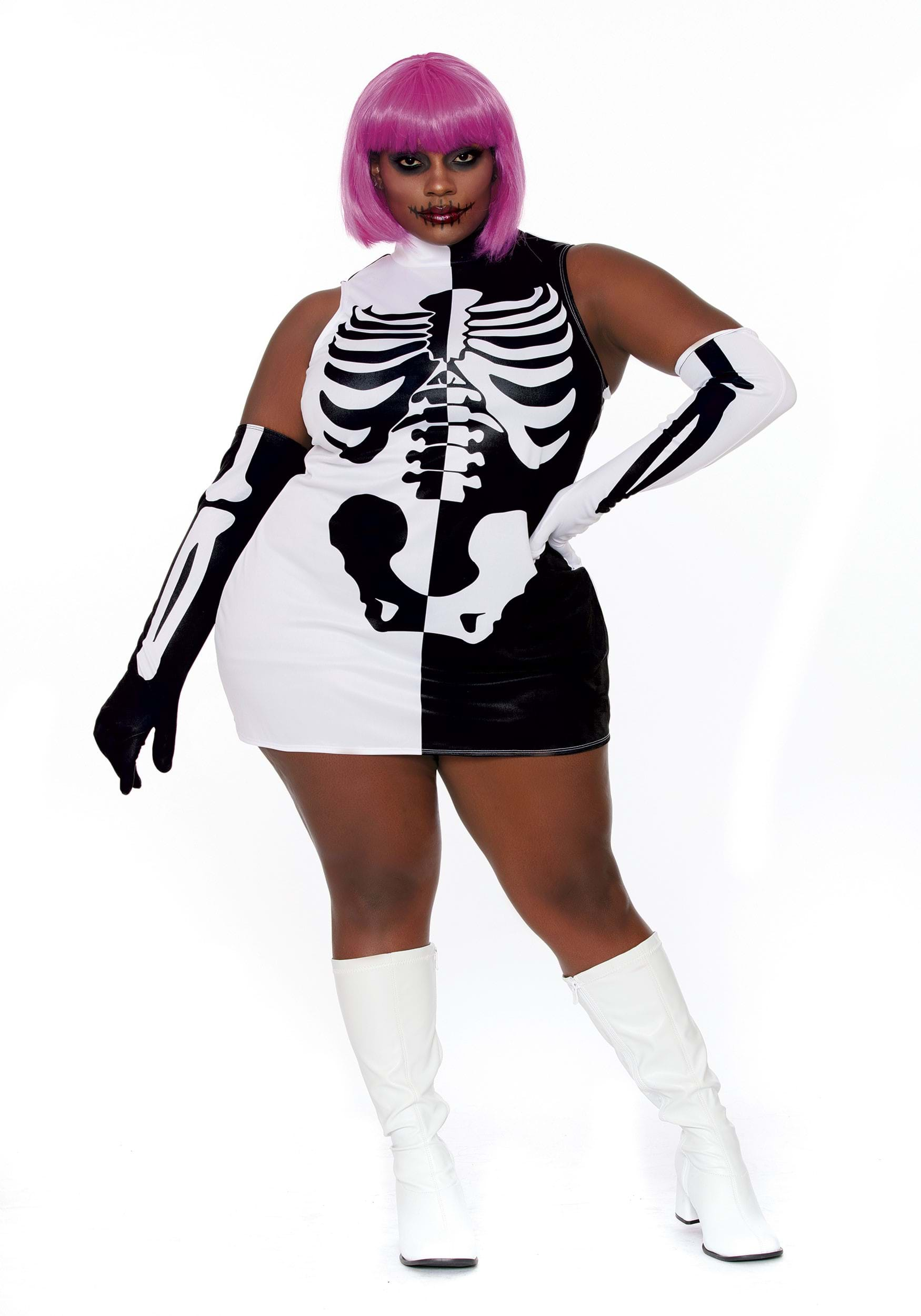 Women's Sexy Plus Size Parti-Skeleton Fancy Dress Costume Dress