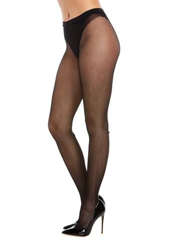 Womens Black Fishnet Stockings with Solid Panty