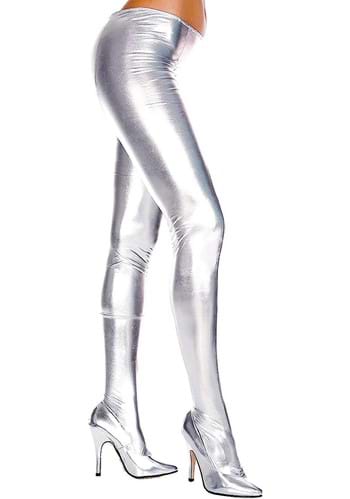 Womens Shiny Silver Pantyhose