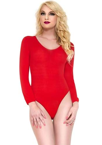 Womens Red Basic Bodysuit