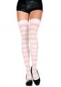 Women's Pink and White Wide Sripe Thigh High