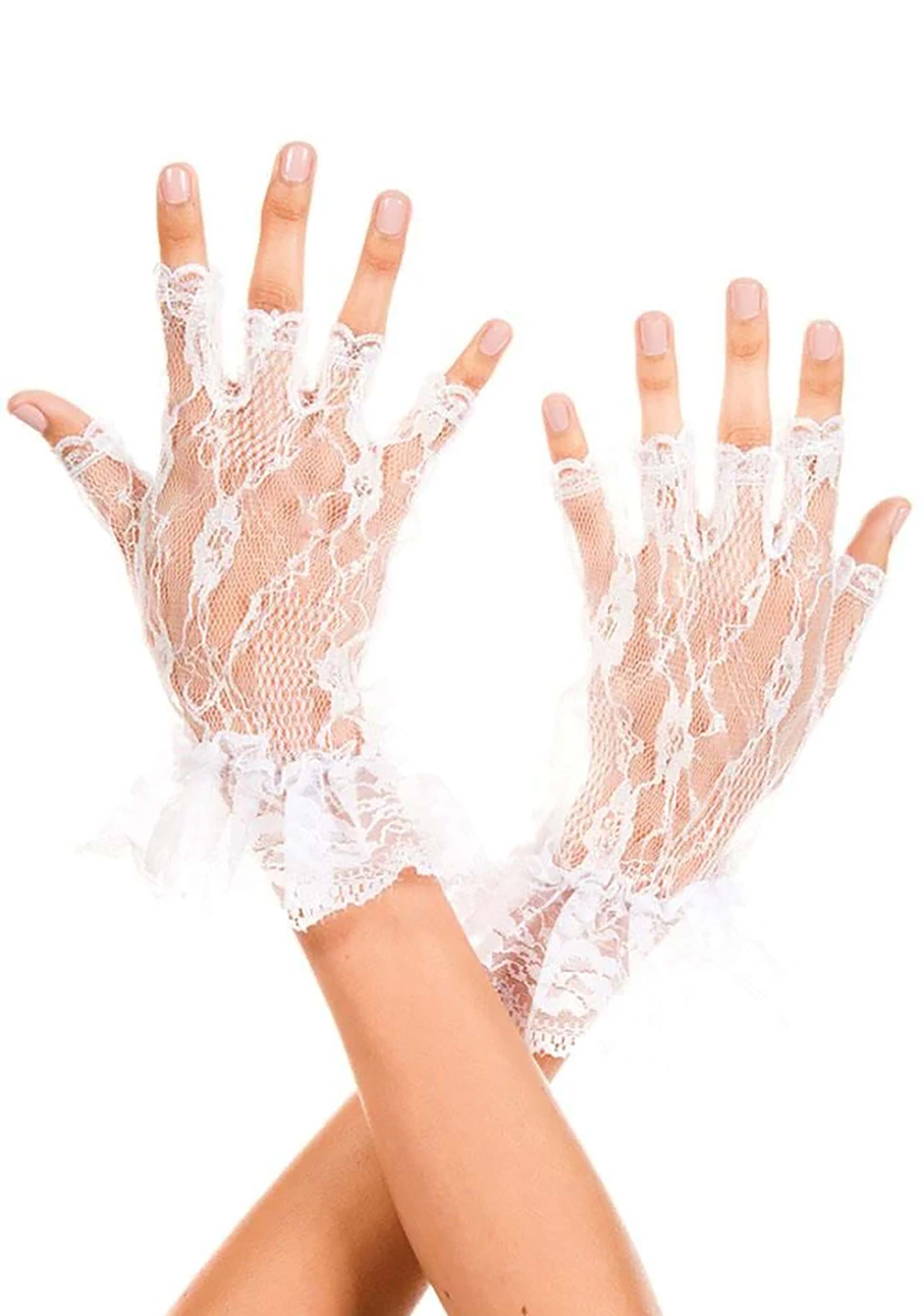 Women's Lace Cuff White Gloves , Fancy Dress Costume Gloves