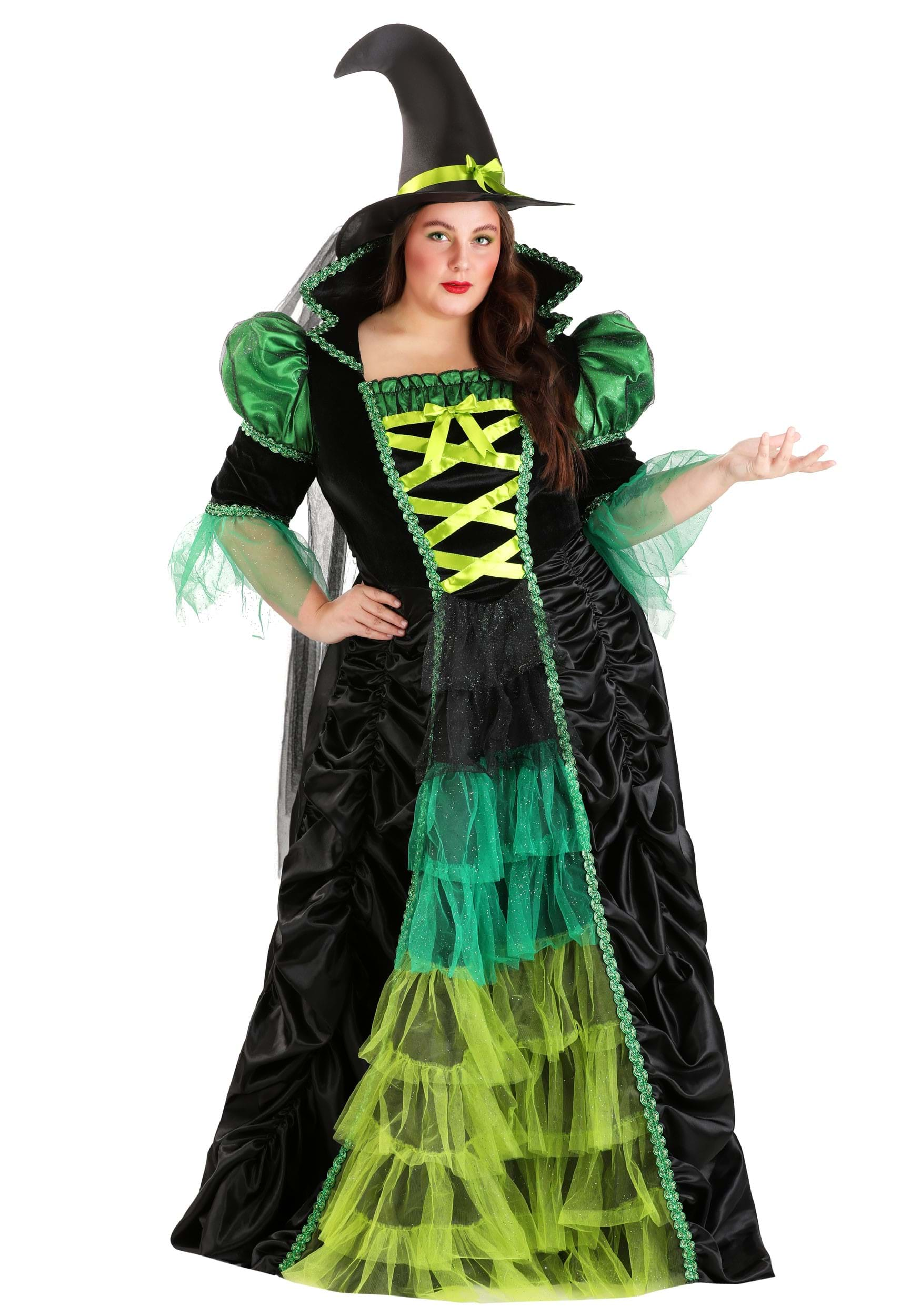 Plus Size Enchanted Green Witch Women's Fancy Dress Costume , Witch Fancy Dress Costumes