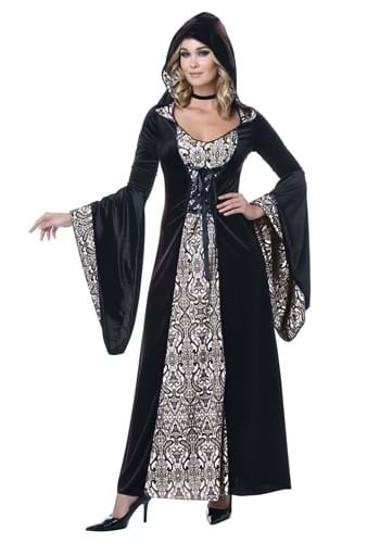Womens Deluxe Velvet Damask Hooded Robe Costume