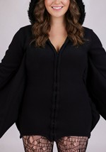 Women's Plus Cozy Fleece Bat Zip Up Dress Alt 4