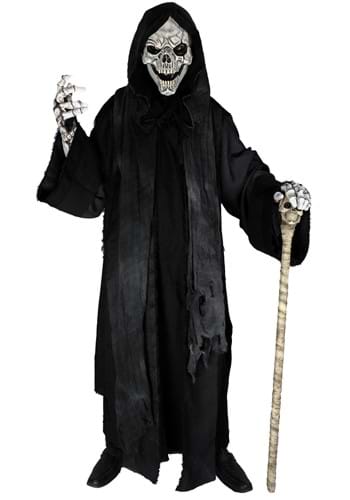 Adult Dark Reaper Coat w/ Skull Mask and Skeleton Gloves