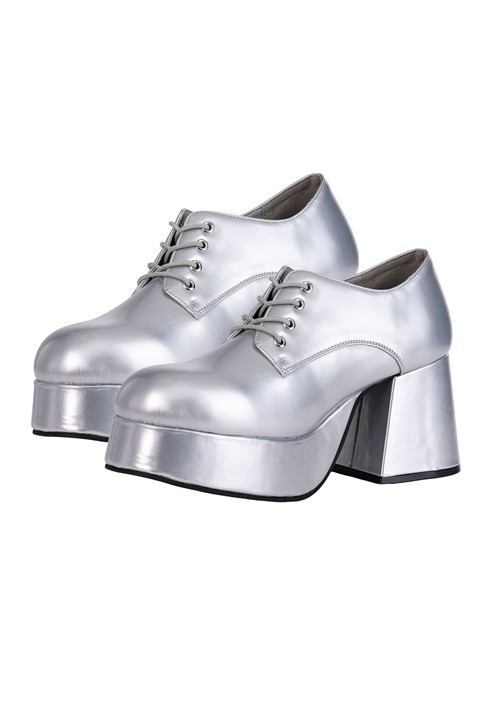 Mens Silver Disco Pimp Shoes